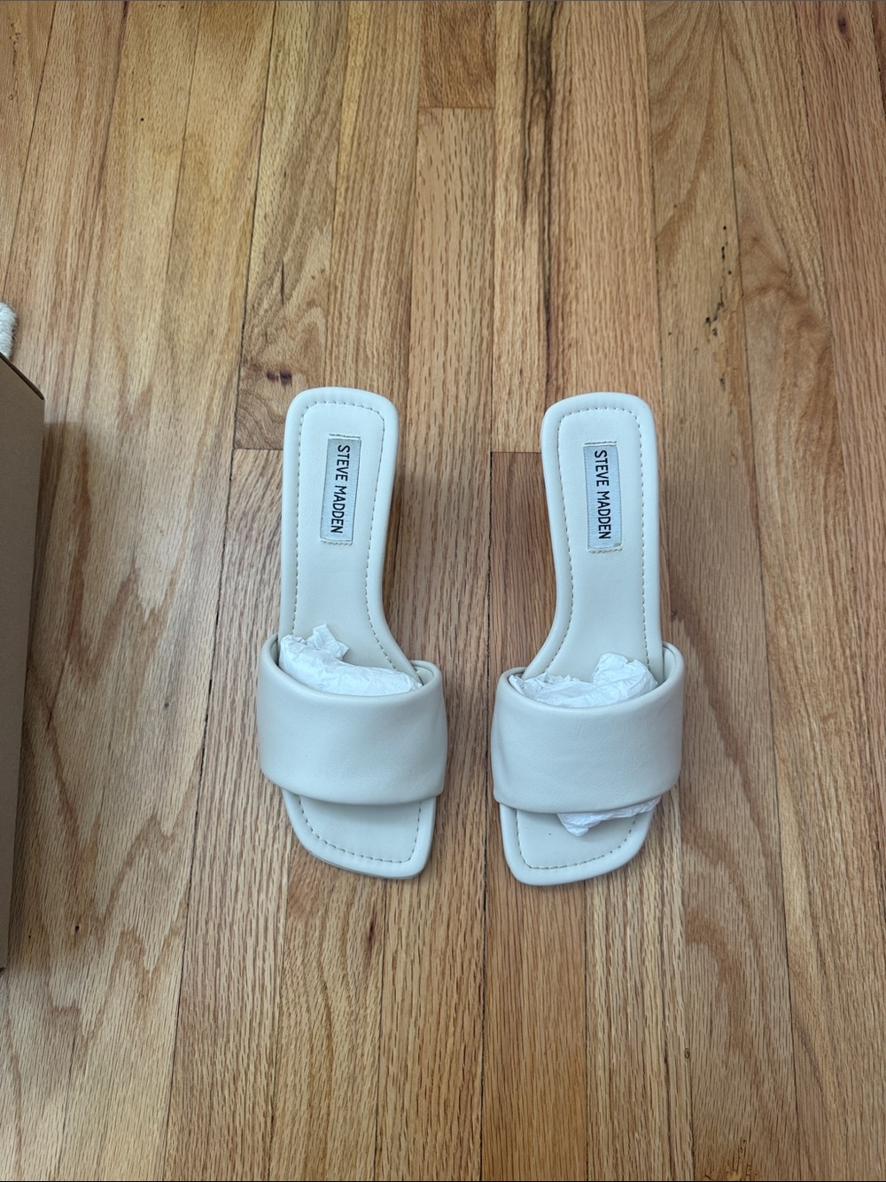 Steve Madden Cream Heeled Mules